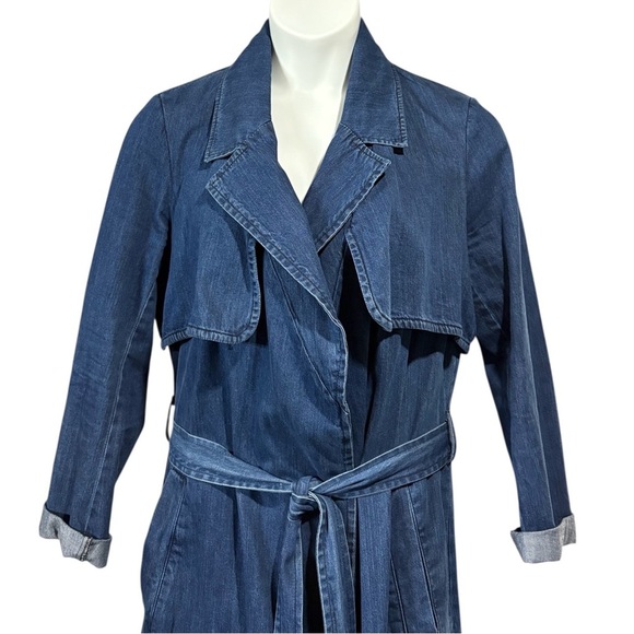 NEW, Dynamite, Long Denim Trench Coat, Size Large, Blue - Picture 4 of 11